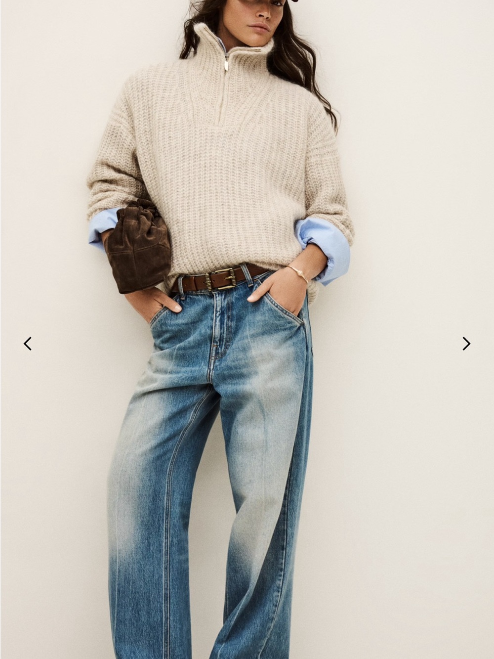 ba&sh Cream Half Zipper Sweater